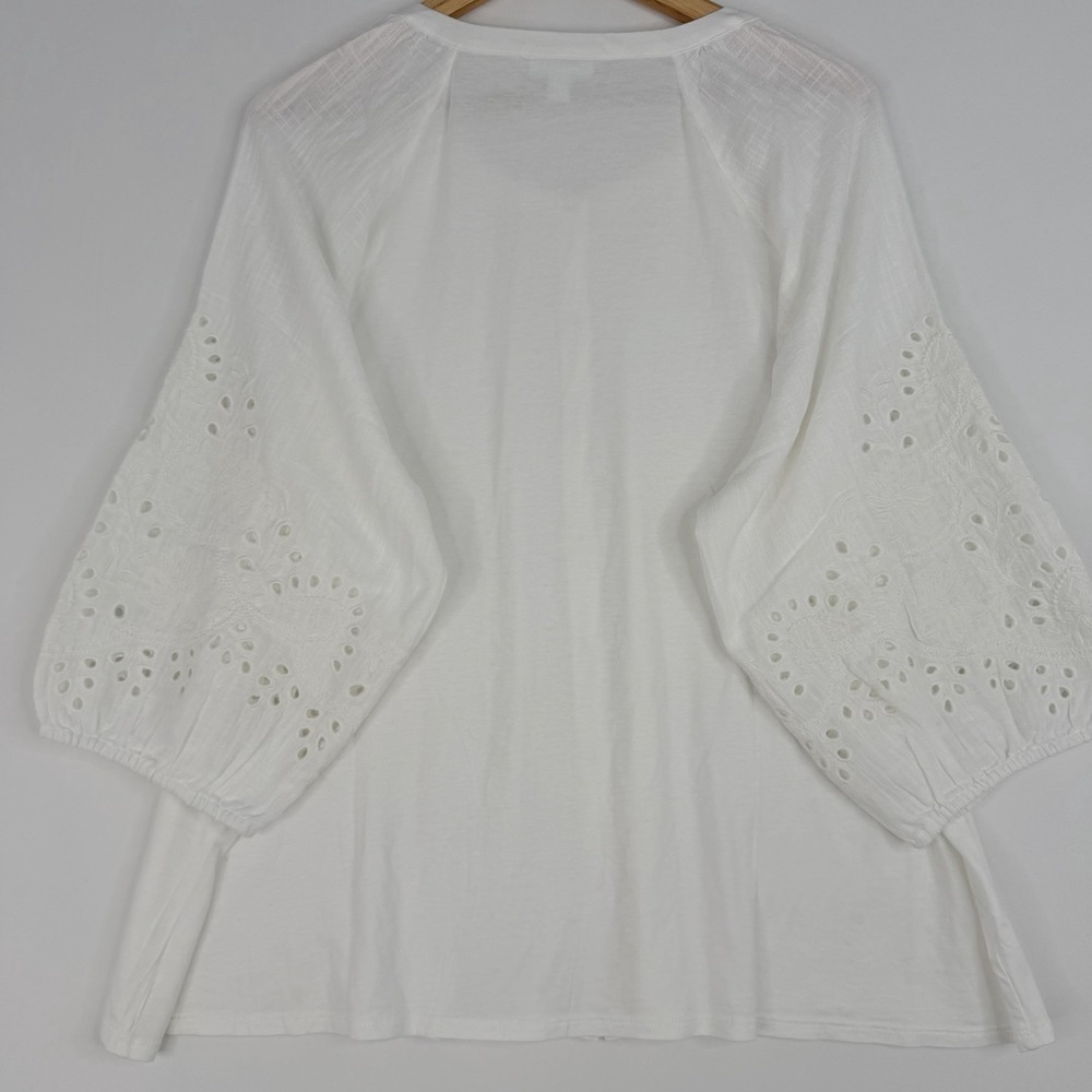 J. Jill Women's Blouse Casual Career Eyelet Sleeve  3/4 Cotton Boho SZ-2X NWOT - Picture 10 of 11